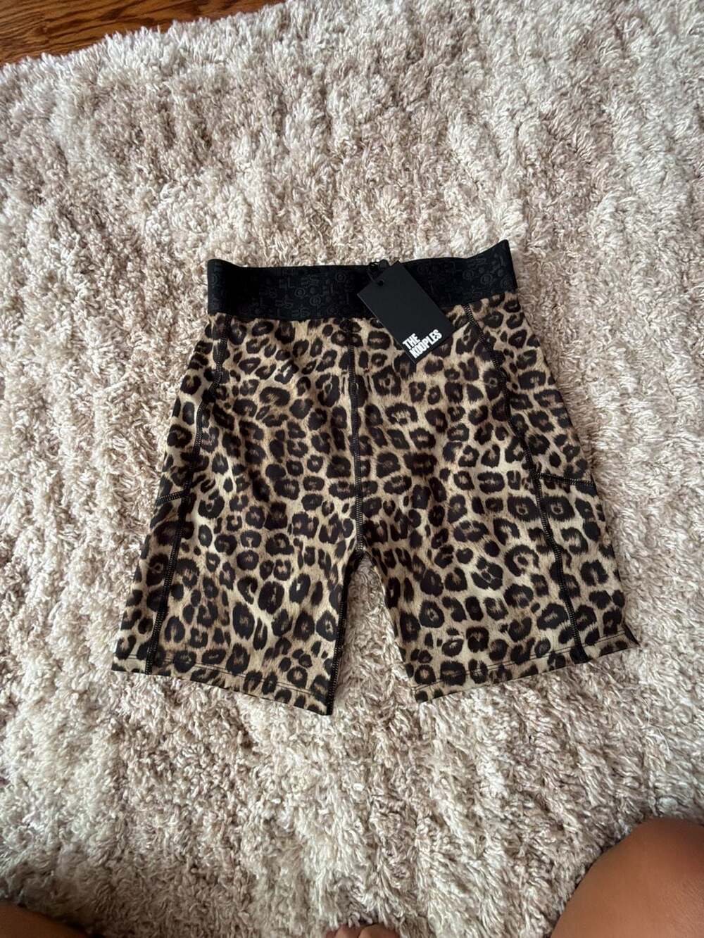The Kooples Leopard Print Biker Shorts with Logo Elastic Waistband